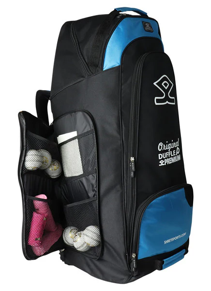 Shrey Original Pro Premium Duffle Wheelie Cricket Bag - Black & Blue - Image 3