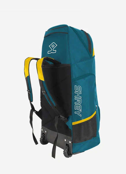 Shrey Original Pro Premium Duffle Wheelie Cricket Bag - Dark Teal & Yellow - Image 2