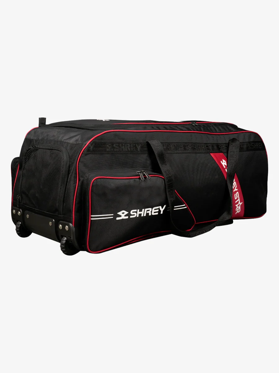 Shrey Star Wheelie 2.0 Cricket Bag - Black & Red - Image 4