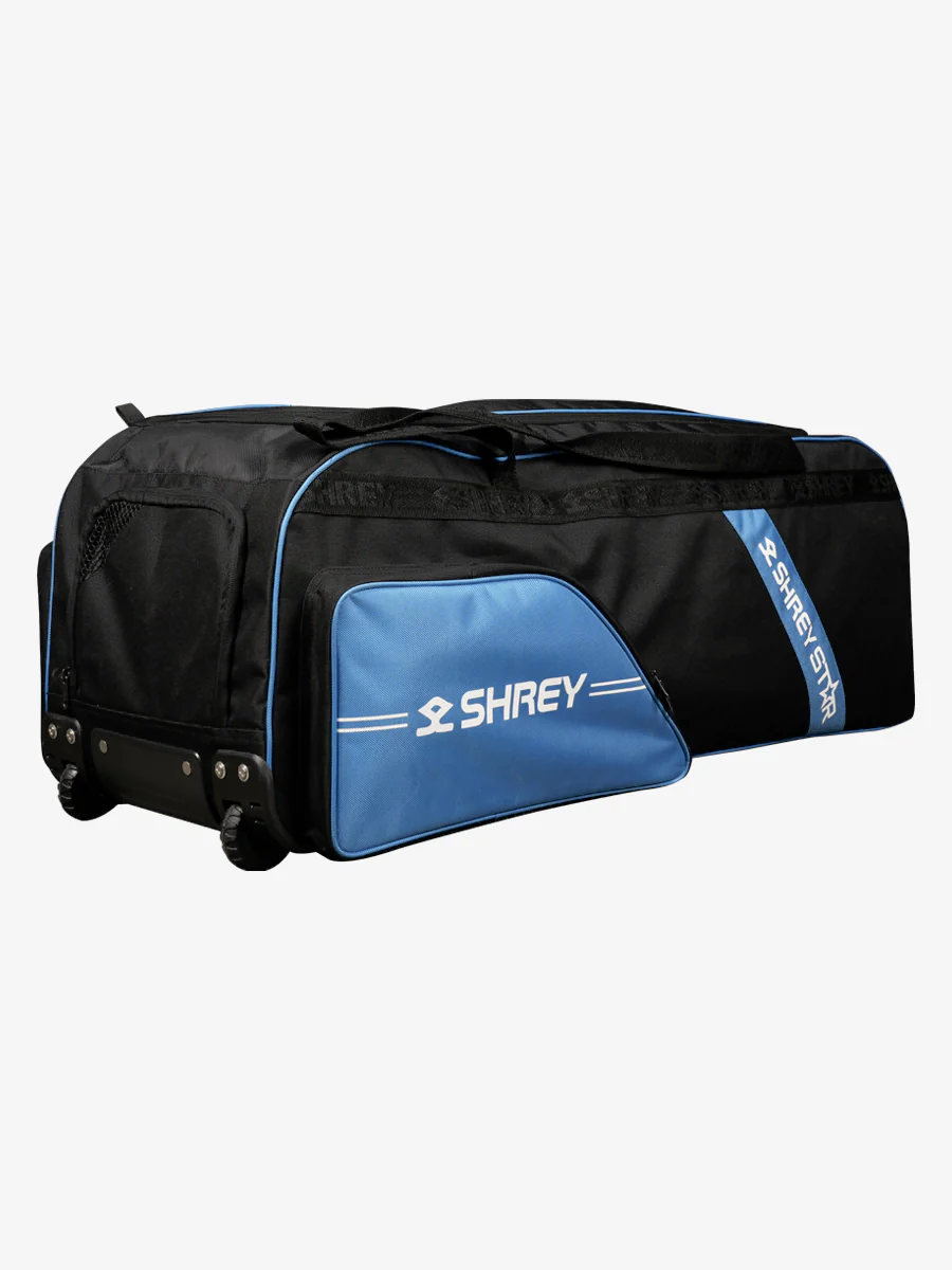 Shrey Star Wheelie 2.0 Cricket Bag - Black & Steel Blue - Image 4