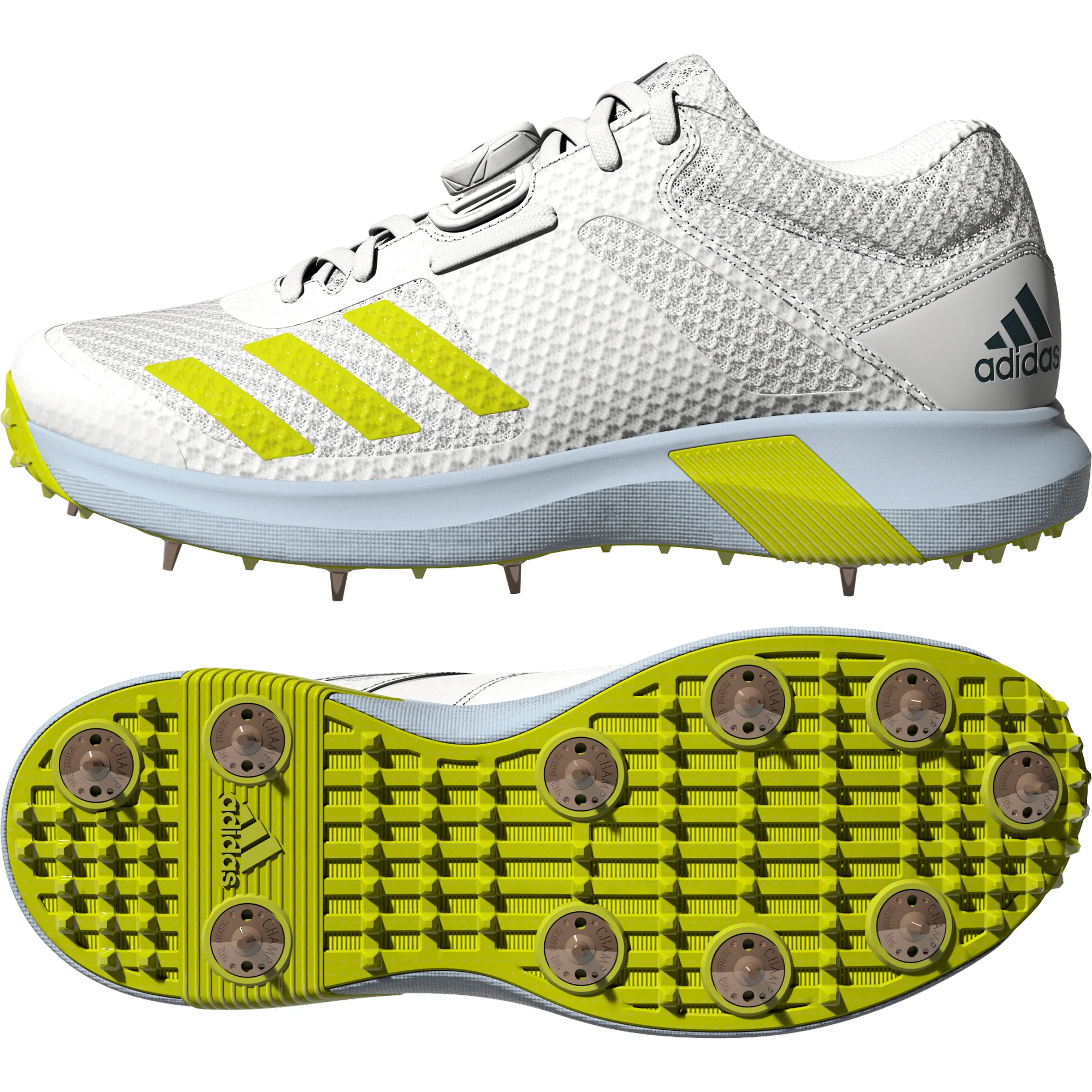 Adidas Adipower Vector MID White Yellow Cricket Shoes - Image 22