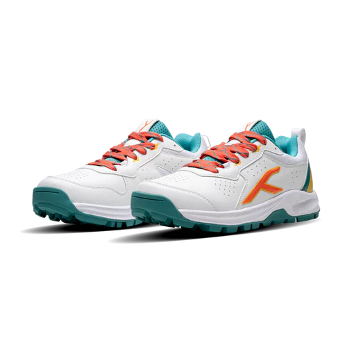 Hundred Hyper Drive Cricket Shoes (White/Lt Green/Orange) - Image 4