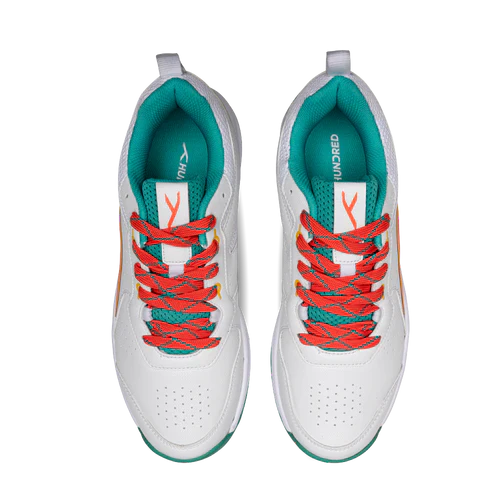 Hundred Hyper Drive Cricket Shoes (White/Lt Green/Orange) - Image 5