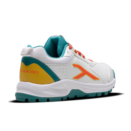 Hundred Hyper Drive Cricket Shoes (White/Lt Green/Orange) - Image 7