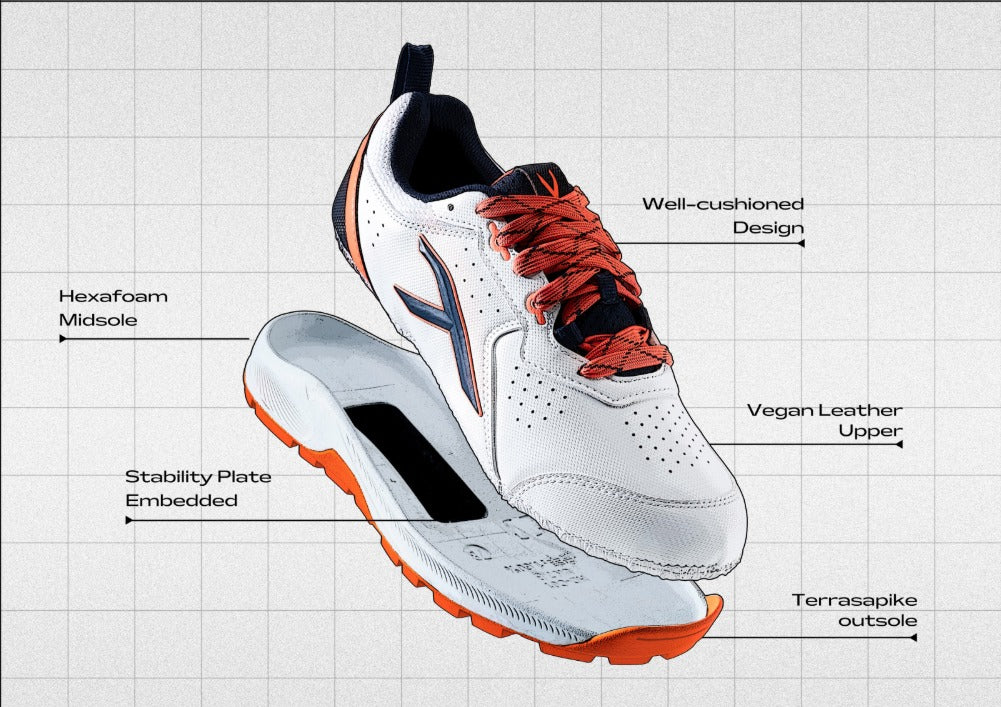 Hundred Hyper Drive Cricket Shoes (White/Red/Black) - Image 8