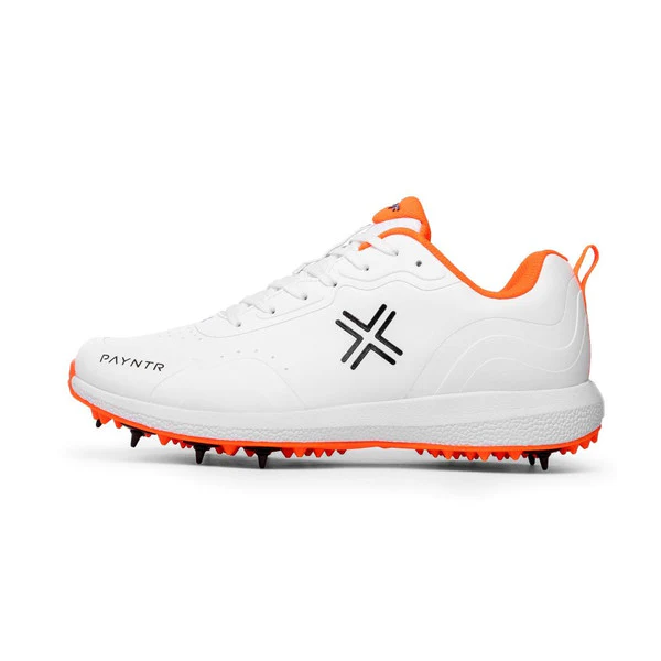 Payntr XPF-22 Batting Spike (White & Orange) Cricket Shoes - Image 2