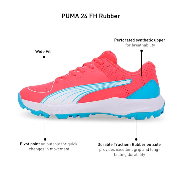 Puma 24 FH Rubber Cricket Shoes (ORCHID PUMA WHITE) - Image 5