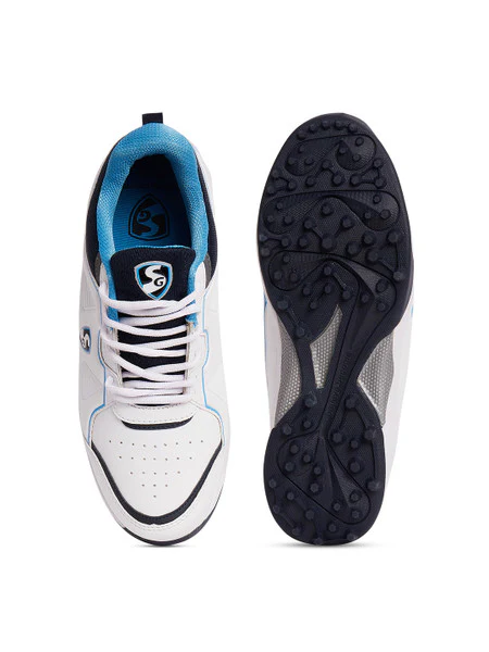 SG Club 5.0 Cricket Shoes- White/Navy/Teal - Image 4