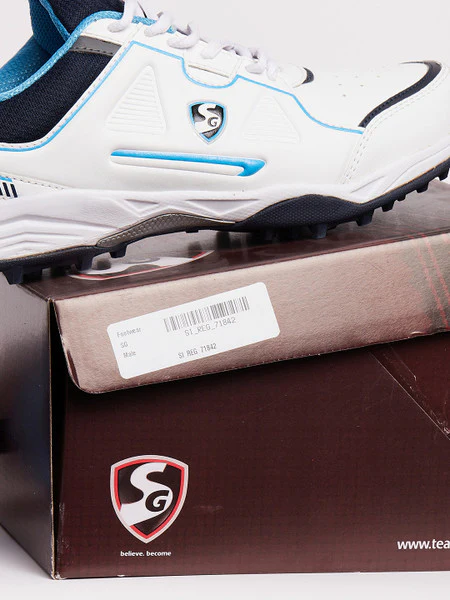 SG Club 5.0 Cricket Shoes- White/Navy/Teal - Image 6