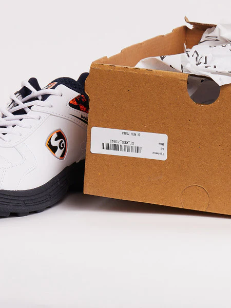 SG Savage Stud Cricket Shoes- White/Navy/Orange - Image 6