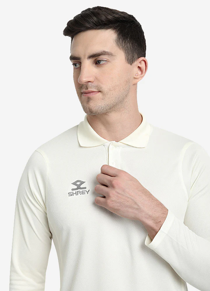 Shrey Cricket Match Shirt L/S (Off White) - Image 3